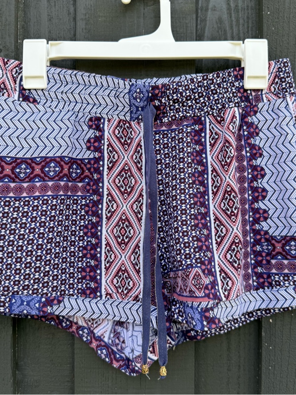 Blue Rain Boho Style Patchwork 100% rayon shorts Sz M